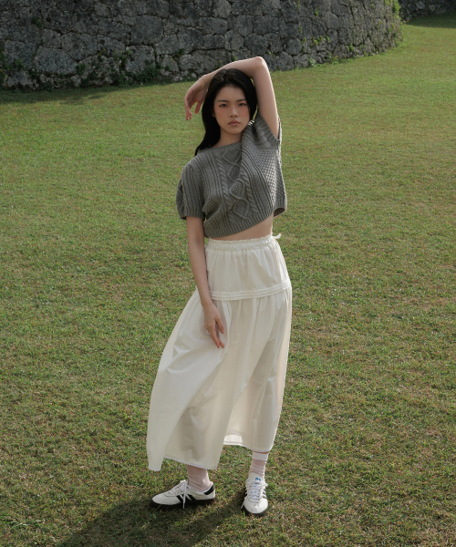 DEHEVE（デヘヴェ）の「Half Sleeve Cable Knit [Gray]（ニット/セーター・レディース・アッシュグレー・FREE）」の13枚目の写真