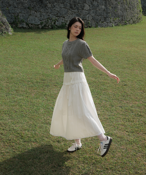 DEHEVE（デヘヴェ）の「Half Sleeve Cable Knit [Gray]（ニット/セーター・レディース・アッシュグレー・FREE）」の14枚目の写真