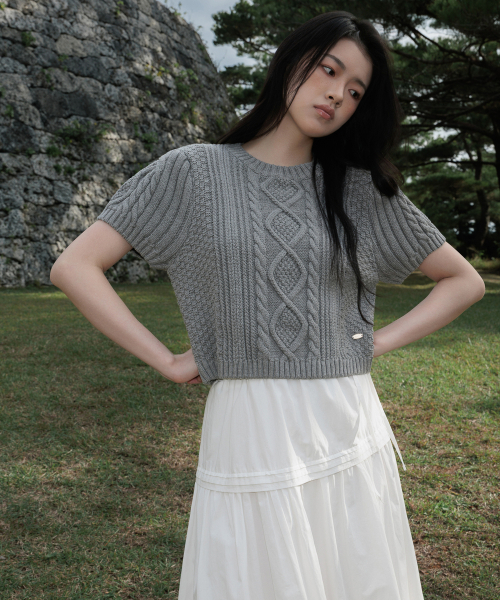 DEHEVE（デヘヴェ）の「Half Sleeve Cable Knit [Gray]（ニット/セーター・レディース・アッシュグレー・FREE）」の15枚目の写真