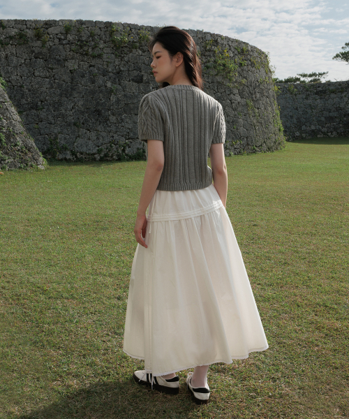 DEHEVE（デヘヴェ）の「Half Sleeve Cable Knit [Gray]（ニット/セーター・レディース・アッシュグレー・FREE）」の5枚目の写真