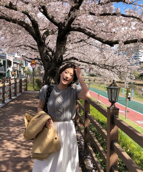 DEHEVE（デヘヴェ）の「Half Sleeve Cable Knit [Gray]（ニット/セーター・レディース・アッシュグレー・FREE）」の4枚目の写真