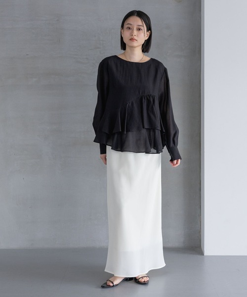 A part by（アパートバイ）の「アシメペプラムブラウス（シャツ/ブラウス・レディース・オフホワイト/ライトベージュ/ブラック・FREE）」の17枚目の写真