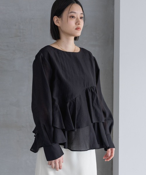 A part by（アパートバイ）の「アシメペプラムブラウス（シャツ/ブラウス・レディース・オフホワイト/ライトベージュ/ブラック・FREE）」の21枚目の写真