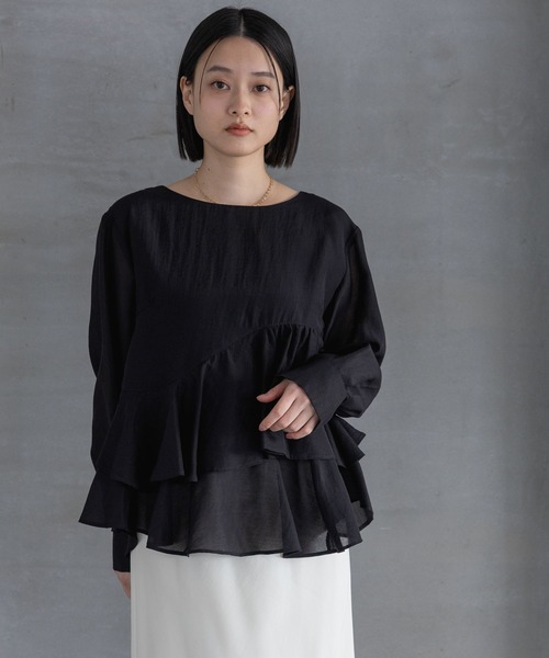 A part by（アパートバイ）の「アシメペプラムブラウス（シャツ/ブラウス・レディース・オフホワイト/ライトベージュ/ブラック・FREE）」の22枚目の写真