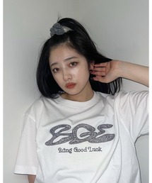 BGL（ビージーエル）の「RHINESTONE LOGO TEE   ラインストーン   ロゴ   キラキラ 半袖Tシャツ（Tシャツ/カットソー）」