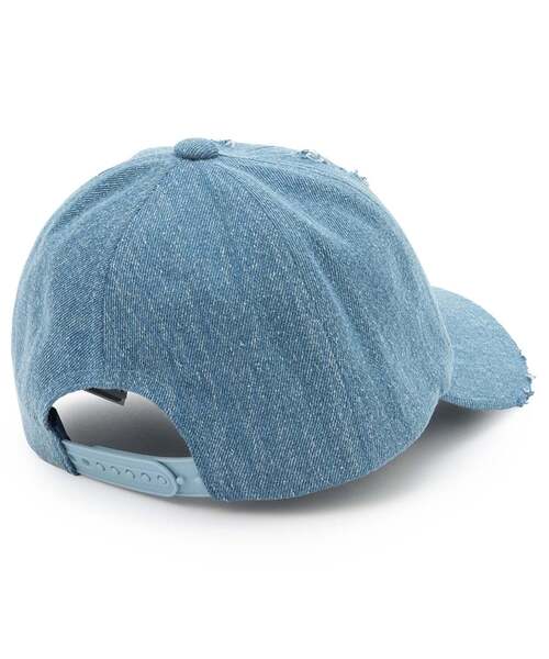 X-girl Stages（エックスガールステージス）の「ロゴ刺しゅうダメージ加工キャップ（キャップ・キッズ・ブラック/ライトブルー・S(48-52cm)/52-56cm）」の3枚目の写真