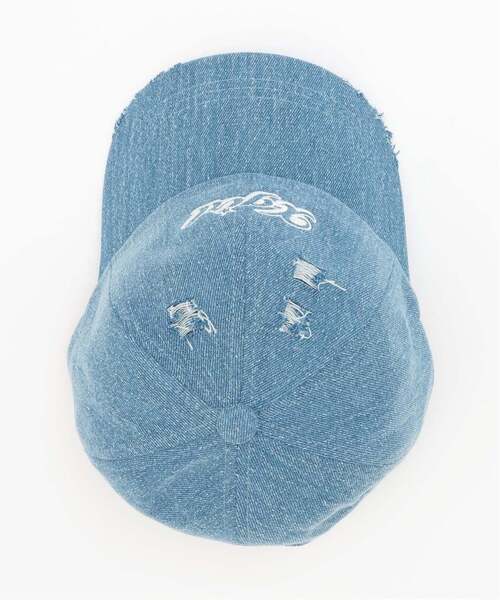 X-girl Stages（エックスガールステージス）の「ロゴ刺しゅうダメージ加工キャップ（キャップ・キッズ・ブラック/ライトブルー・S(48-52cm)/52-56cm）」の5枚目の写真