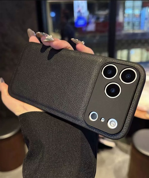 ユニセックス レザー調 シンプル マットiPhoneケース iPhoneカバー