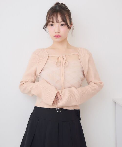 ems excite(エムズエキサイト)の「チュールドッキングNTPO(ニット/セーター・レディース・ピンク/ナチュラル/ブラック・FREE)」の8枚目の写真