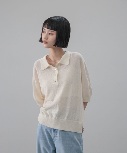 LOWRYS FARM(ローリーズファーム)の「ブークレニットポロSS 669414(Tシャツ/カットソー・レディース・アイボリー/ブルー/ブラック/ベージュ・FREE)」の19枚目の写真