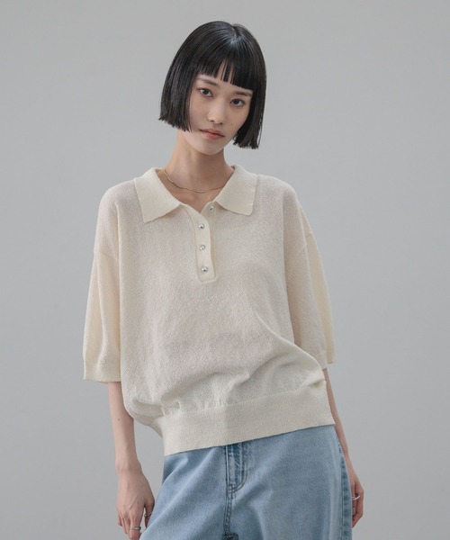 LOWRYS FARM(ローリーズファーム)の「ブークレニットポロSS 669414(Tシャツ/カットソー・レディース・アイボリー/ブルー/ブラック/ベージュ・FREE)」の20枚目の写真