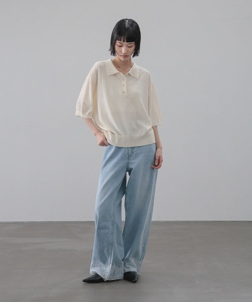 LOWRYS FARM(ローリーズファーム)の「ブークレニットポロSS 669414(Tシャツ/カットソー・レディース・アイボリー/ブルー/ブラック/ベージュ・FREE)」の18枚目の写真