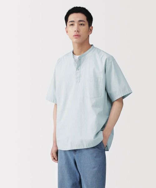 無印良品(ムジルシリョウヒン)の「紳士 涼感ヘンリーネック半袖布帛Tシャツ(シャツ/ブラウス・メンズ・ホワイト系/ブルー/グレー系/ネイビー/ダークグレー/ホワイト・S/M/L/XL)」の6枚目の写真