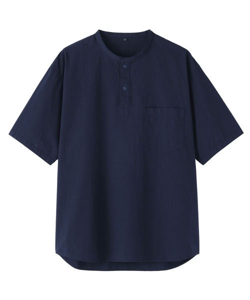 無印良品(ムジルシリョウヒン)の「紳士 涼感ヘンリーネック半袖布帛Tシャツ(シャツ/ブラウス・メンズ・ホワイト系/ブルー/グレー系/ネイビー/ダークグレー/ホワイト・S/M/L/XL)」の7枚目の写真