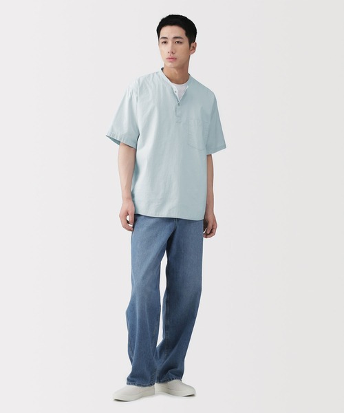 無印良品(ムジルシリョウヒン)の「紳士 涼感ヘンリーネック半袖布帛Tシャツ(シャツ/ブラウス・メンズ・ホワイト系/ブルー/グレー系/ネイビー/ダークグレー/ホワイト・S/M/L/XL)」の10枚目の写真