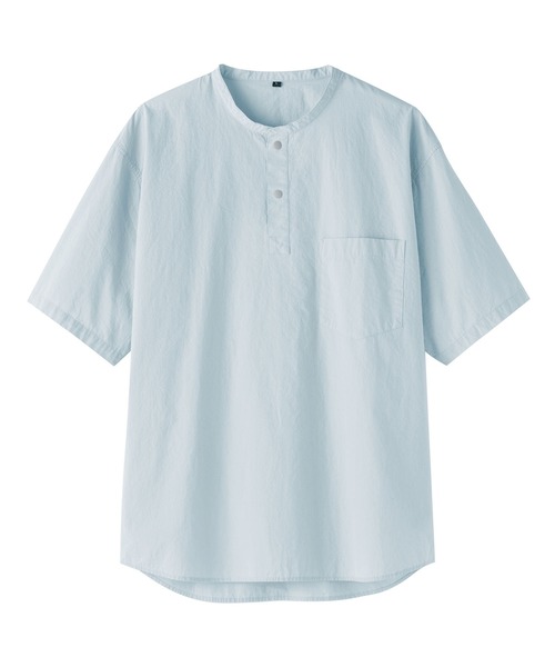 無印良品(ムジルシリョウヒン)の「紳士 涼感ヘンリーネック半袖布帛Tシャツ(シャツ/ブラウス・メンズ・ホワイト系/ブルー/グレー系/ネイビー/ダークグレー/ホワイト・S/M/L/XL)」の11枚目の写真
