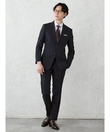 Perfect Suit FActory（パーフェクトスーツファクトリー）の「《WASH SUIT》WEB別注スーツ【べたつき解決トリコットメッシュ膝裏】チェック柄/ストライプ/小柄　ブラック/ネイビー/ブルー/グレー/ブラウン/Cグレー（スーツセット）」
