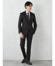 Perfect Suit FActory（パーフェクトスーツファクトリー）の「《WASH SUIT》WEB別注スーツ【べたつき解決トリコットメッシュ膝裏】チェック柄/ストライプ/小柄　ブラック/ネイビー/ブルー/グレー/ブラウン/Cグレー（スーツセット）」