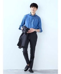 Perfect Suit FActory（パーフェクトスーツファクトリー）の「《WASH SUIT》WEB別注スーツ【べたつき解決トリコットメッシュ膝裏】チェック柄/ストライプ/小柄　ブラック/ネイビー/ブルー/グレー/ブラウン/Cグレー（スーツセット）」