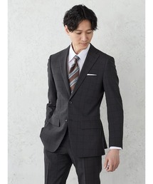 Perfect Suit FActory（パーフェクトスーツファクトリー）の「《WASH SUIT》WEB別注スーツ【べたつき解決トリコットメッシュ膝裏】チェック柄/ストライプ/小柄　ブラック/ネイビー/ブルー/グレー/ブラウン/Cグレー（スーツセット）」