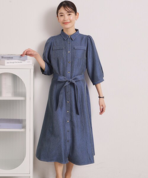 ITS'DEMO（イッツデモ）の「【洗濯機OK】デニム風ワンピース（ワンピース・レディース・ネイビー/ブラック・00）」の2枚目の写真