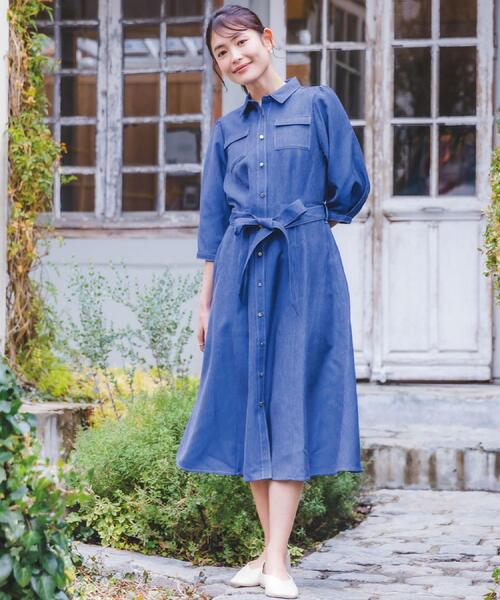 ITS'DEMO（イッツデモ）の「【洗濯機OK】デニム風ワンピース（ワンピース・レディース・ネイビー/ブラック・00）」の3枚目の写真