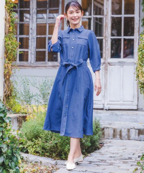 ITS'DEMO（イッツデモ）の「【洗濯機OK】デニム風ワンピース（ワンピース・レディース・ネイビー/ブラック・00）」の4枚目の写真