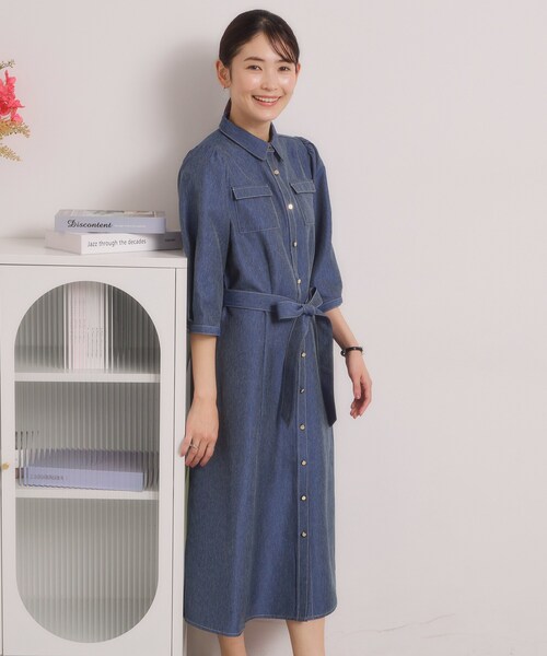 ITS'DEMO（イッツデモ）の「【洗濯機OK】デニム風ワンピース（ワンピース・レディース・ネイビー/ブラック・00）」の9枚目の写真