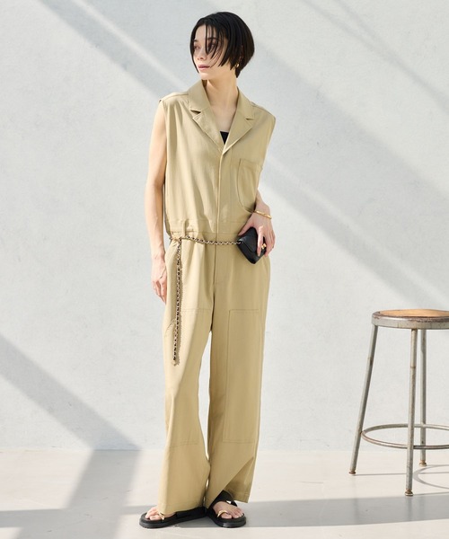 BARNYARDSTORM(バンヤードストーム)の「BARNYARDSTORM / ダブルニーオールインワン(つなぎ/オールインワン・レディース・ブラック/ベージュ・S/M)」の1枚目の写真