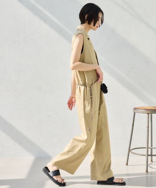 BARNYARDSTORM(バンヤードストーム)の「BARNYARDSTORM / ダブルニーオールインワン(つなぎ/オールインワン・レディース・ブラック/ベージュ・S/M)」の6枚目の写真