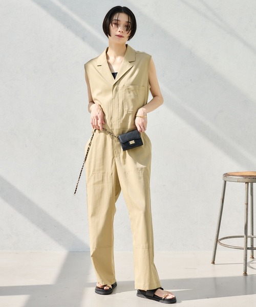 BARNYARDSTORM(バンヤードストーム)の「BARNYARDSTORM / ダブルニーオールインワン(つなぎ/オールインワン・レディース・ブラック/ベージュ・S/M)」の5枚目の写真