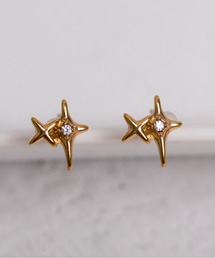 【Peony/ピオニー】ダブルモチーフ ダイヤピアス【アレルギー対応】