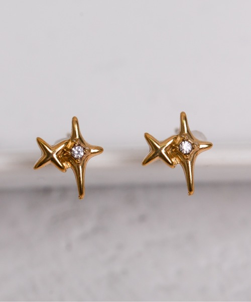 Peony(ピオニー)の「【Peony/ピオニー】ダブルモチーフ ダイヤピアス【アレルギー対応】(ピアス(両耳用)・レディース・シルバー/ゴールド・FREE)」の6枚目の写真