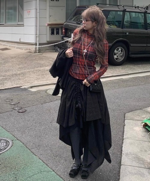 Alvia(アルビア)の「レースチェックチュールトップス(その他トップス・レディース・レッド・M)」の9枚目の写真