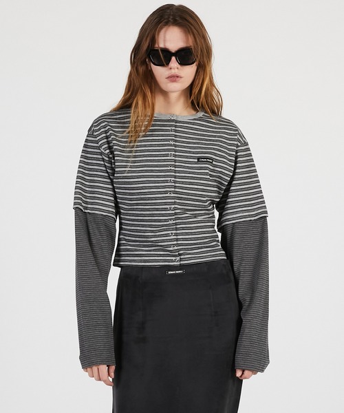 PRANK PROJECT（プランクプロジェクト）の「【2026Summer Pre-Order】2WAYジャージーカーディガン / 2WAY Jersey Cardigan（カーディガン/ボレロ・レディース・グレー/ブラック/マルチ・FREE）」の13枚目の写真