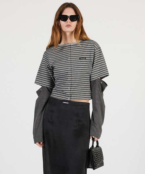 PRANK PROJECT（プランクプロジェクト）の「【2026Summer Pre-Order】2WAYジャージーカーディガン / 2WAY Jersey Cardigan（カーディガン/ボレロ・レディース・グレー/ブラック/マルチ・FREE）」の12枚目の写真