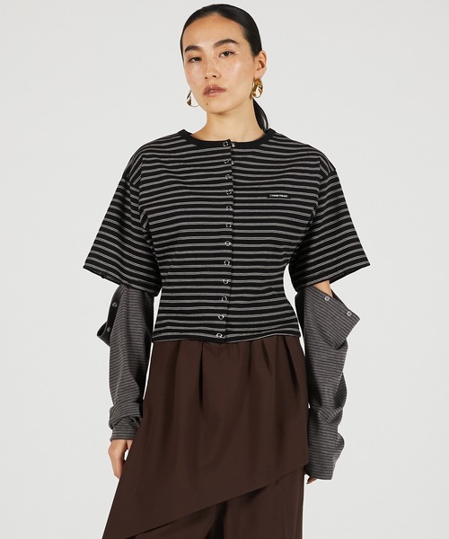 PRANK PROJECT（プランクプロジェクト）の「【2026Summer Pre-Order】2WAYジャージーカーディガン / 2WAY Jersey Cardigan（カーディガン/ボレロ・レディース・グレー/ブラック/マルチ・FREE）」の7枚目の写真