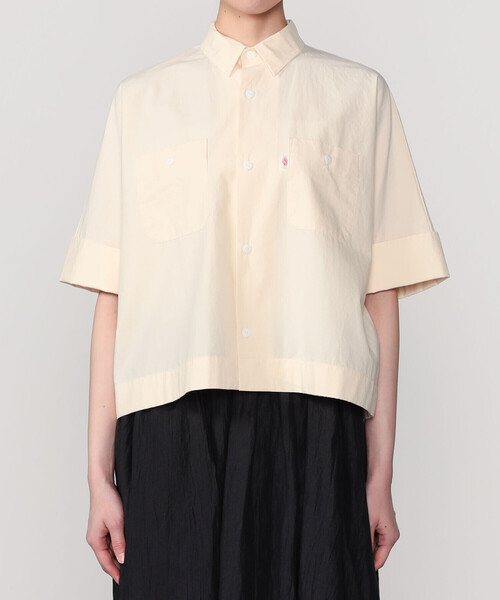 DANTON(ダントン)の「DANTON | コットンポプリン ドルマンワークシャツ WOMEN(シャツ/ブラウス・レディース・アイボリー/チャコール・36)」の4枚目の写真