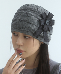 MOIREMOA（モアレモア）の「Rosette Light Beanie-Gray（ニットキャップ/ビーニー）」