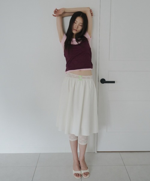 FEKETE(フェケテ)の「ribbon flared skirt / リボンフレアスカート(スカート・レディース・ネイビー/アイボリー/パープル・FREE)」の10枚目の写真