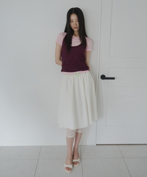 FEKETE(フェケテ)の「ribbon flared skirt / リボンフレアスカート(スカート・レディース・ネイビー/アイボリー/パープル・FREE)」の12枚目の写真