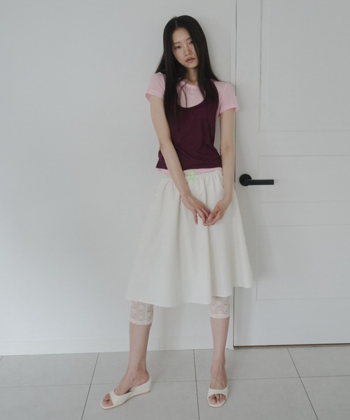 FEKETE(フェケテ)の「ribbon flared skirt / リボンフレアスカート(スカート・レディース・ネイビー/アイボリー/パープル・FREE)」の14枚目の写真
