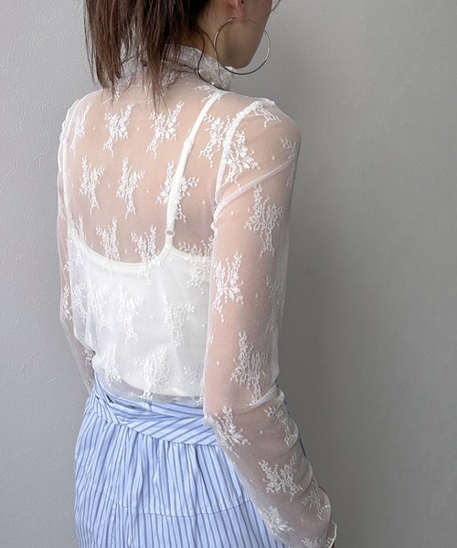 bohmal(ボマール)の「ストレッチ レース ハイネック ロンT(Tシャツ/カットソー・レディース・ホワイト/ブラック・MEDIUM)」の8枚目の写真