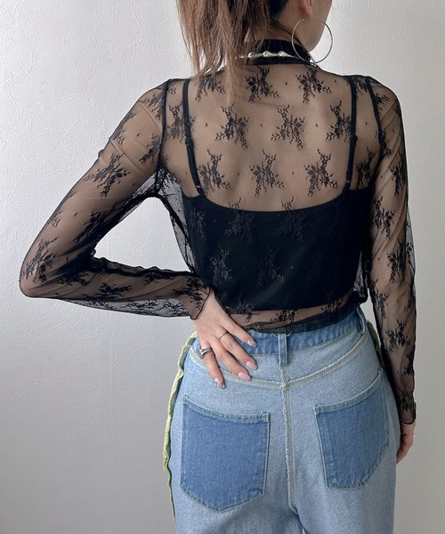 bohmal(ボマール)の「ストレッチ レース ハイネック ロンT(Tシャツ/カットソー・レディース・ホワイト/ブラック・MEDIUM)」の15枚目の写真