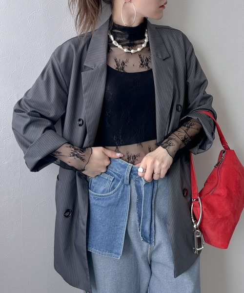bohmal(ボマール)の「ストレッチ レース ハイネック ロンT(Tシャツ/カットソー・レディース・ホワイト/ブラック・MEDIUM)」の12枚目の写真