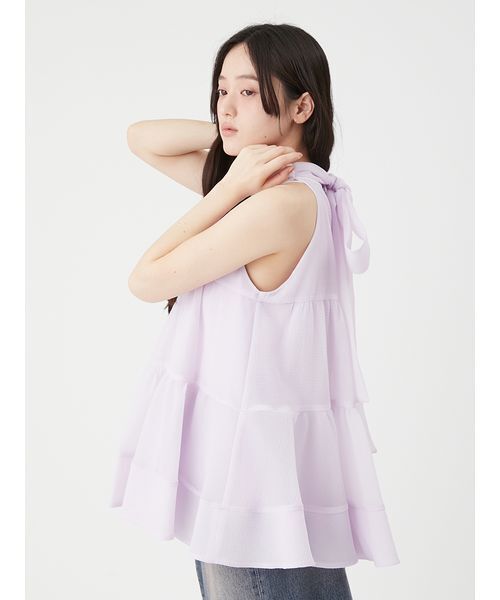 LILY BROWN(リリーブラウン)の「アメスリティアード2wayブラウス(シャツ/ブラウス・レディース・ベージュ/ラベンダー/グリーン/ブラック・F)」の10枚目の写真