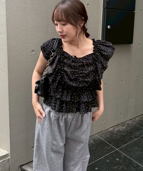 continuer de NICE CLAUP（コンティニューデナイスクラップ）の「可愛さをたっぷりと詰め込んだ、フリル袖ブラウス（シャツ/ブラウス・レディース・ホワイト系その他/その他11/ブラック系その他/ブラック/ブラウン系その他/アイボリー・FREE）」の17枚目の写真