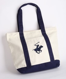 BEVERLY HILLS POLO CLUB / ビバリーヒルズポロクラブ キャンバストートバッグ 大容量 A4収納 ファスナー マチあり 刺繍ロゴ