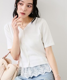 VIS（ビス）の「レースヘムVネックカーディガン（カーディガン/ボレロ）」