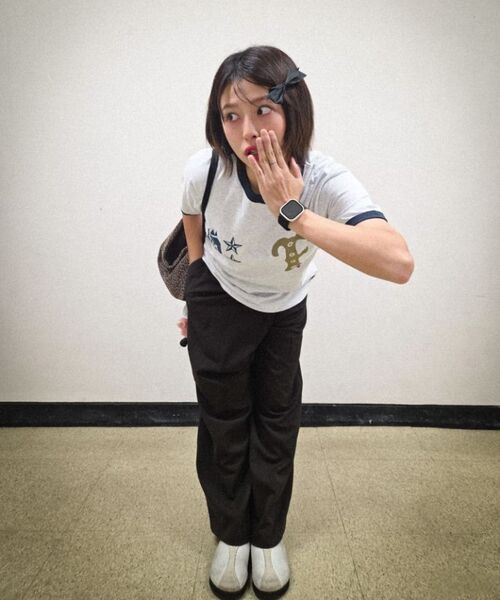 FREEMARIO（フリーマリオ）の「スモージリングTシャツ [メランジグレー]（Tシャツ/カットソー・レディース・ライトグレー・SMALL/MEDIUM）」の7枚目の写真